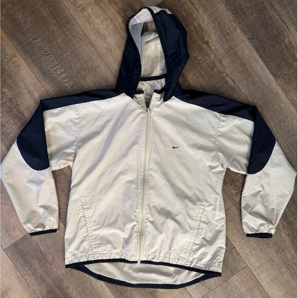 Nike Other - Vintage‎ Nike Men's Windbreaker Jacket Full-Zip Beige Cream Black Size XL